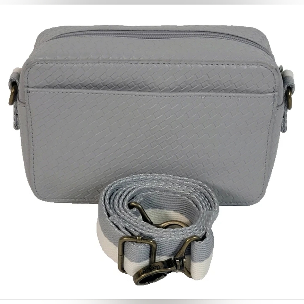 Thirty-One Boutique Crossbody Purse Whisper Grey Basket Weave